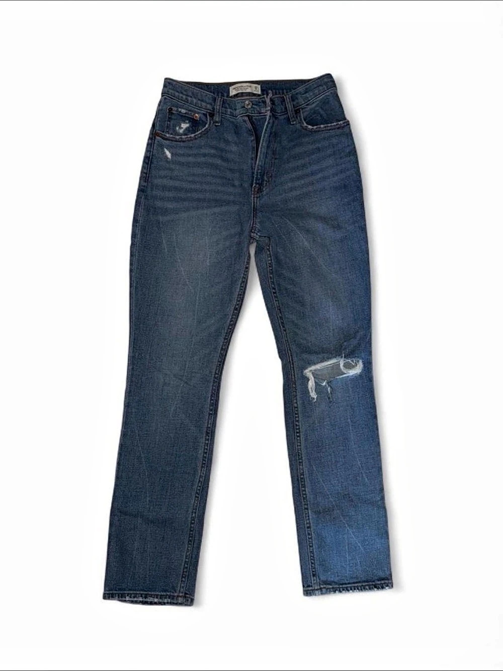Abercrombie & Fitch The 90s Slim Straight High Rise Women's Blue Waist 28 SHORT